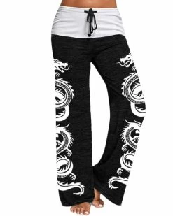 Emmiol High Waist Lace Dragon Element Printed Active Yoga Pants