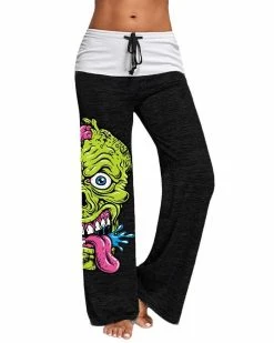 Emmiol Stitching Skull Pattern Printed Active Yoga Pants