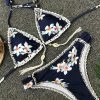 Emmiol Polyester Crochet Print Shell Sexy Bikini