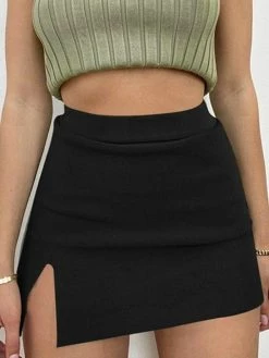 Emmiol Y2K Split Knit Mini Skirt