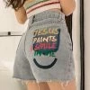 Emmiol Back Painted Distressed Denim Shorts