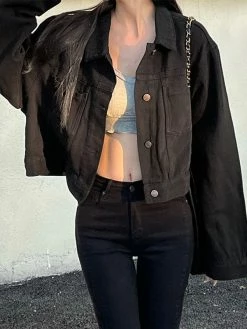 Emmiol Oversized Black Denim Jacket