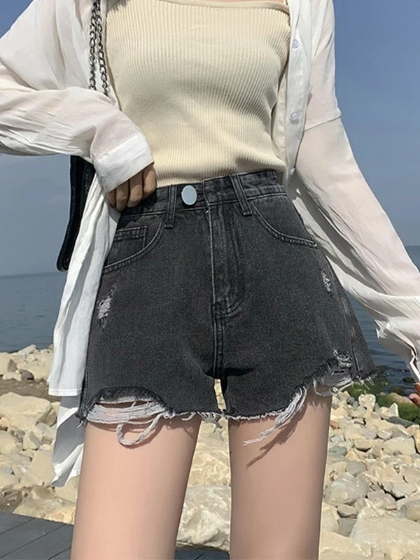 Emmiol Raw Cut Hem Distressed Denim Shorts - Image 2