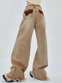 Emmiol Faded Brown Distressed Boyfriend Jeans