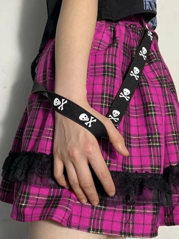 Emmiol Lace Paneled Checkered Y2K Mini Skirt - Image 3