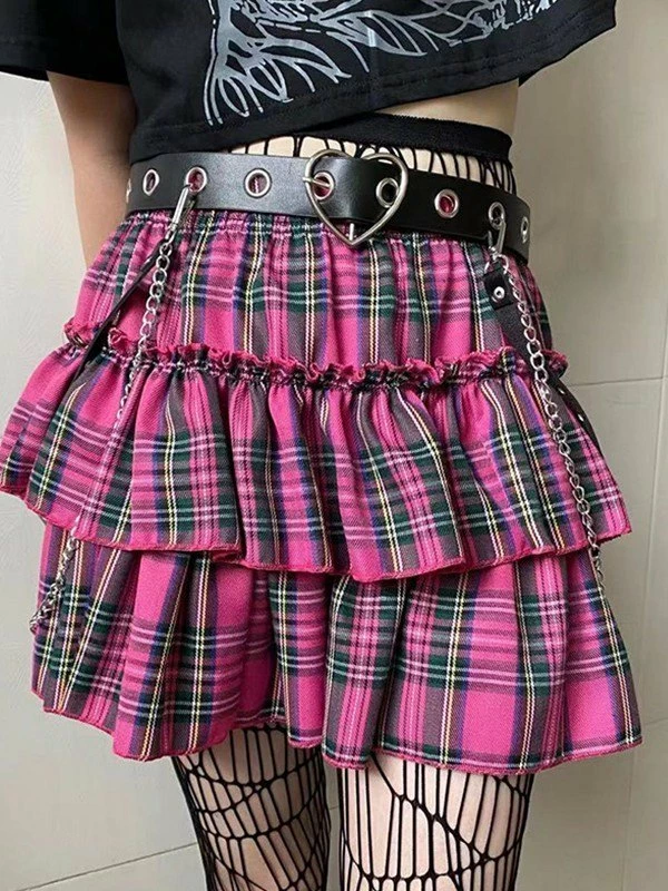 Emmiol Plaid Pleated Tiered Mini Skirt - Image 4