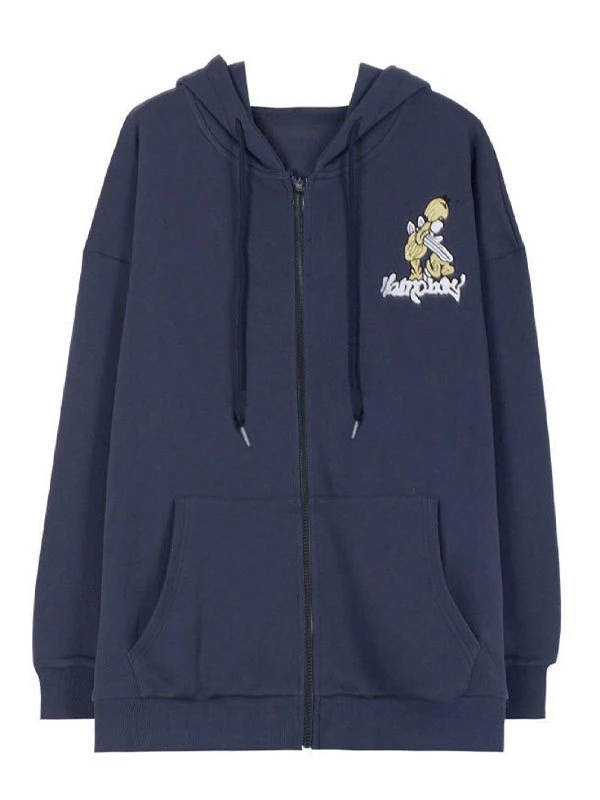 Emmiol Cartoon Print Zipper Hoodie - Image 3