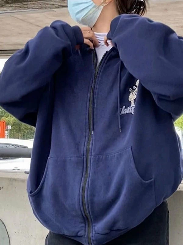 Emmiol Cartoon Print Zipper Hoodie - Image 2