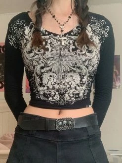 Emmiol Vintage Long Sleeve Printed Tee