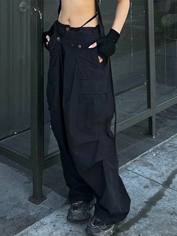 Emmiol Metal Decor Black Cargo Pants