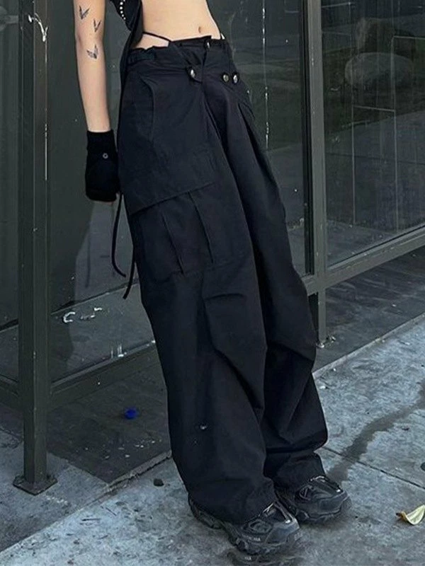 Emmiol Metal Decor Black Cargo Pants - Image 2