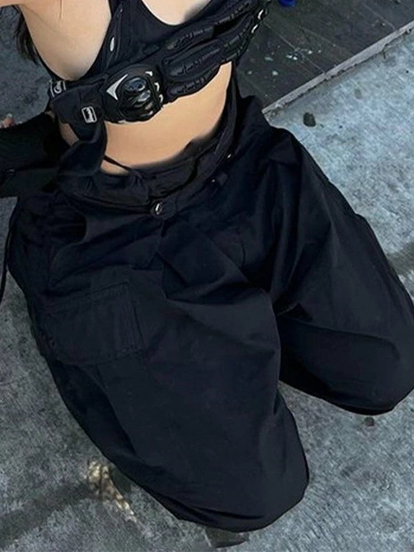 Emmiol Metal Decor Black Cargo Pants - Image 3