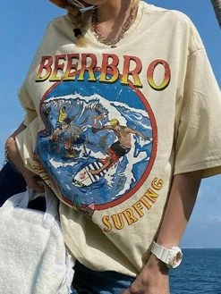 Emmiol Summer Surfing Short Sleeve Graphic Tee