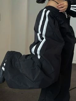 Emmiol Side Striped Black Wide Leg Pants