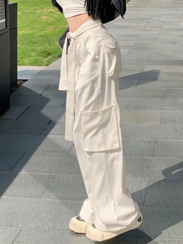 Emmiol Tie Strap White Cargo Pants - Image 5