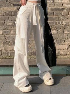 Emmiol Tie Strap White Cargo Pants