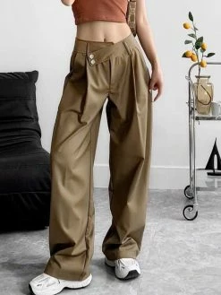 Emmiol Cross Over Baggy Pleated Tailored Pants