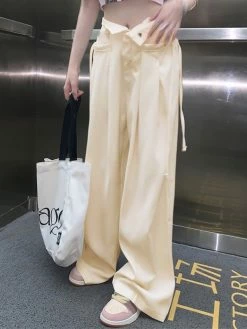 Emmiol Lace Up Pleated Tailored Pants