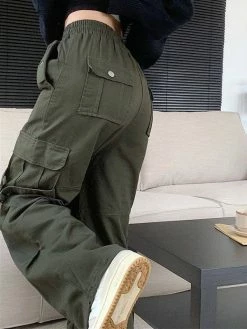 Emmiol Vintage Solid Color Baggy Cargo Pants