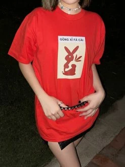 Emmiol Lucky Rabbit Short Sleeve Graphic Tee