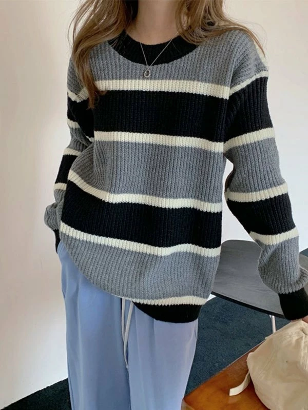 Emmiol Color Block Striped Knit Sweater - Image 6