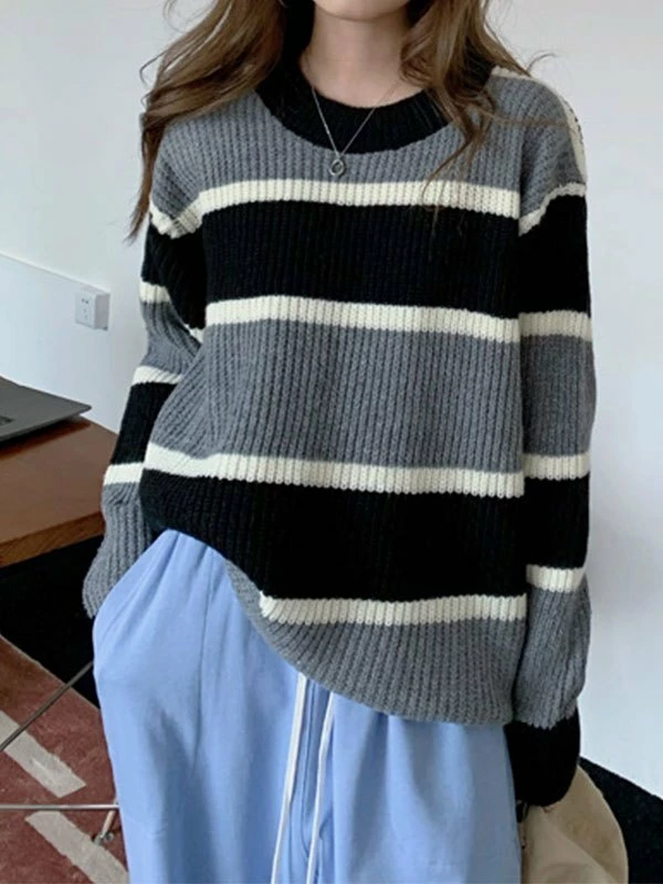 Emmiol Color Block Striped Knit Sweater - Image 7
