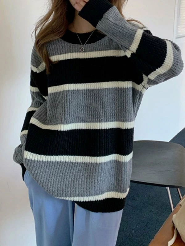 Emmiol Color Block Striped Knit Sweater - Image 3