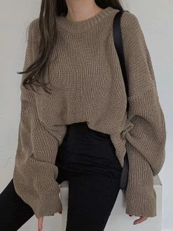 Emmiol Oversized Crochet Knit Sweater