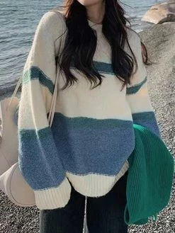 Emmiol Oversized Striped Pullover Sweater