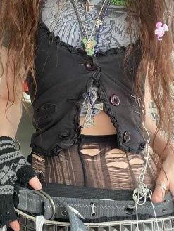 Emmiol Frill Trim Button Down Corset Top