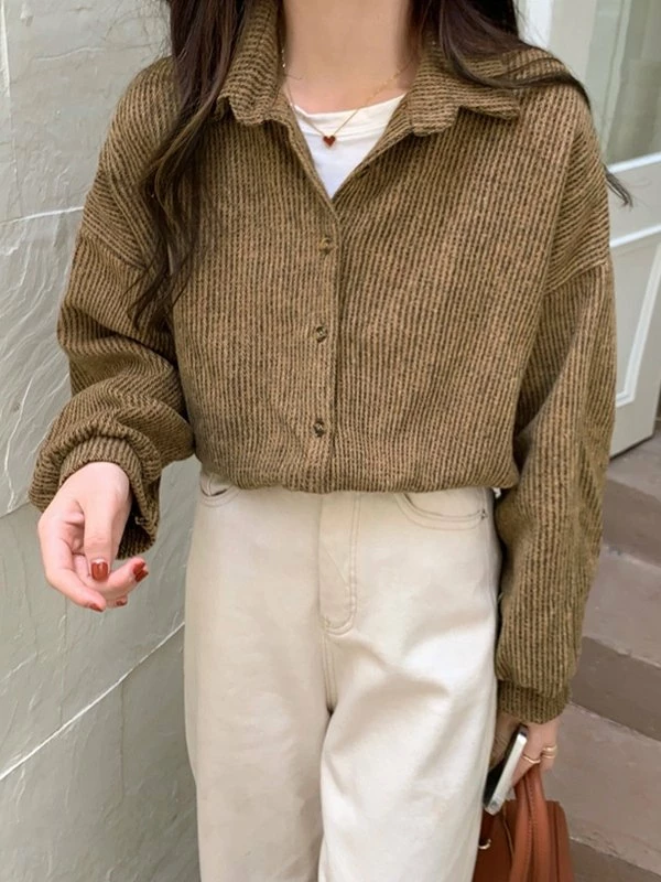 Emmiol Vintage Brushed Button Down Long Sleeve Blouse - Image 5