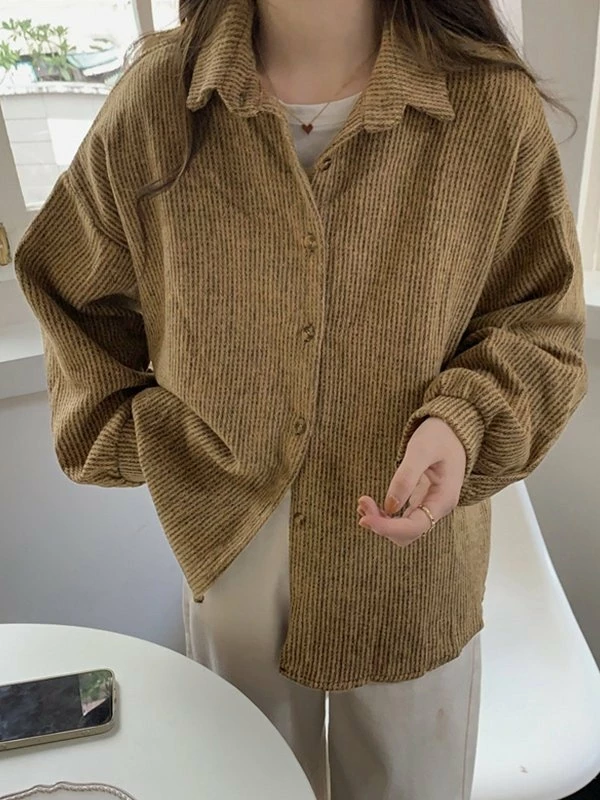 Emmiol Vintage Brushed Button Down Long Sleeve Blouse - Image 3