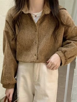 Emmiol Vintage Brushed Button Down Long Sleeve Blouse