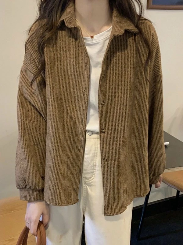 Emmiol Vintage Brushed Button Down Long Sleeve Blouse - Image 7