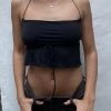 Emmiol Black Halter Crop Cami Top