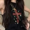 Emmiol Blooming Cross Graphic Cropped Tank Top
