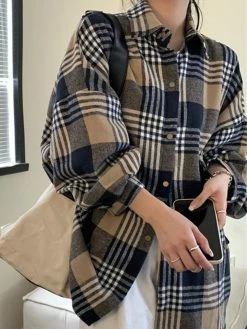 Emmiol Vintage Check Long Sleeve Blouse