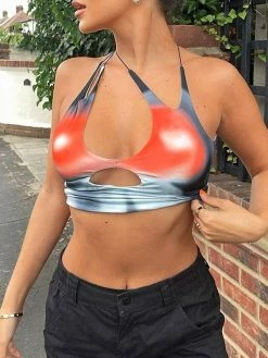 Emmiol Strappy Tie Cutout Crop Cami Top