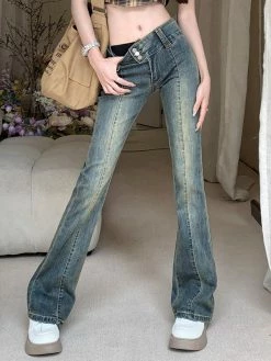 Emmiol Vintage Wash Y2K Flare Jeans