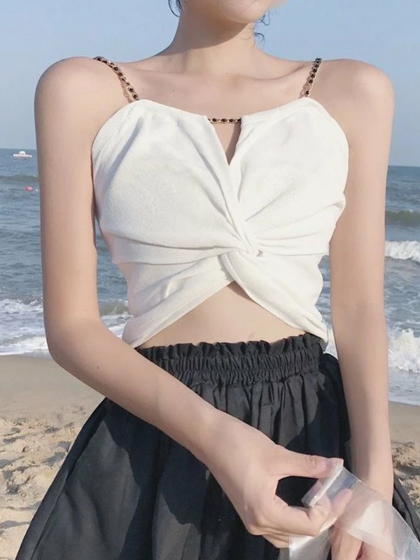 Emmiol Chain Strap Twisted Crop Cami Top - Image 2