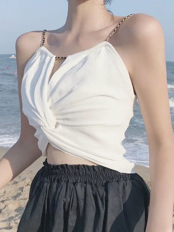 Emmiol Chain Strap Twisted Crop Cami Top - Image 4
