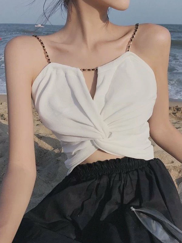 Emmiol Chain Strap Twisted Crop Cami Top - Image 3